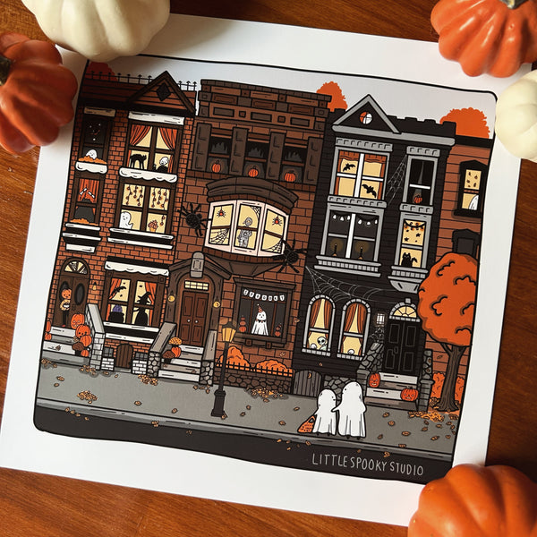 Spooky Street Square Art Print