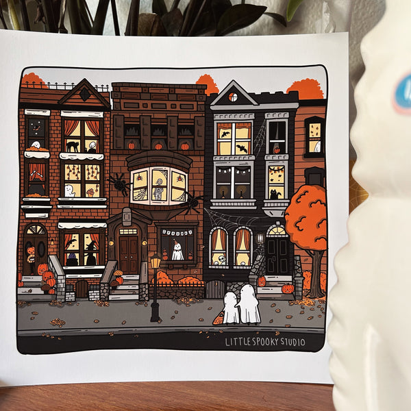 Spooky Street Square Art Print