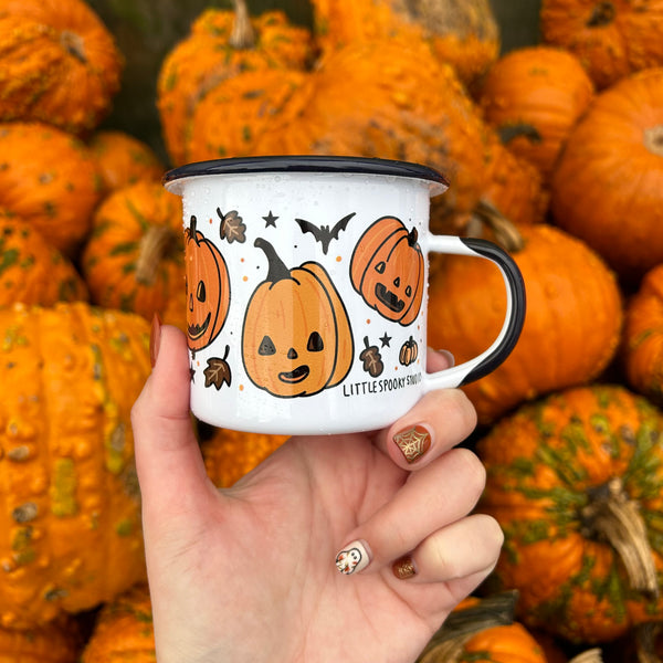 Black Rim Pumpkin Patch Enamel Mug