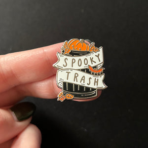 Spooky Trash Can Enamel Lapel Pin