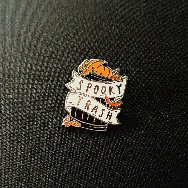 Spooky Trash Can Enamel Lapel Pin