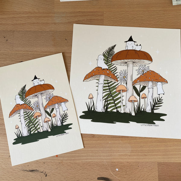 Mushroom Ghosts Art Print