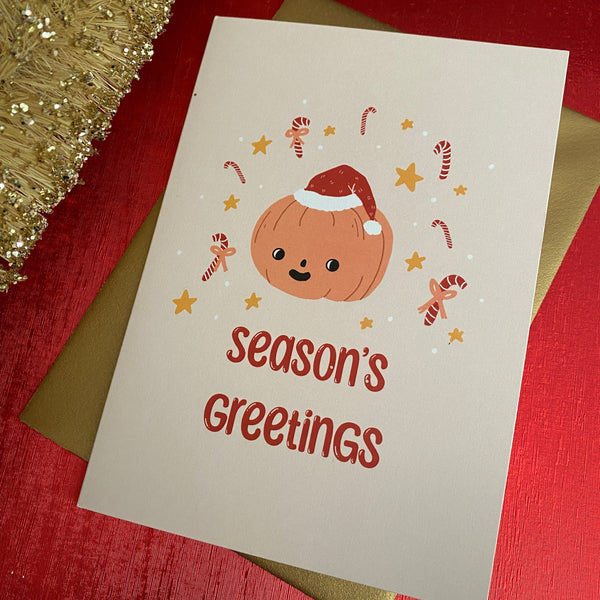 Seasons Greetings Pumpkin Greeting Card