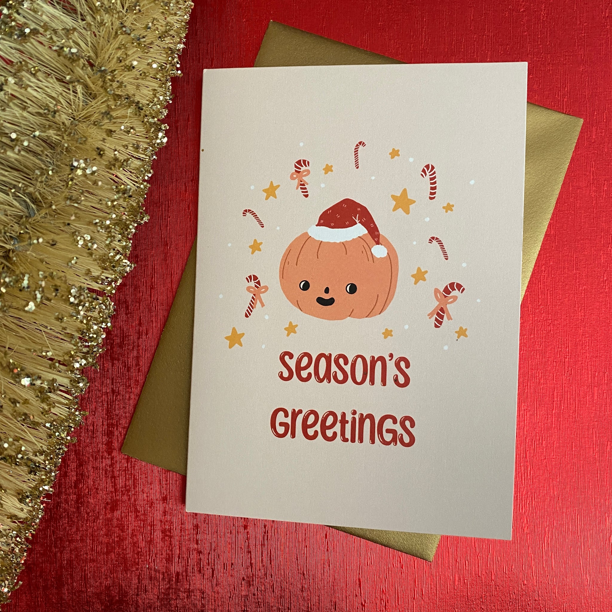 Seasons Greetings Pumpkin Greeting Card