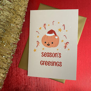 Seasons Greetings Pumpkin Greeting Card